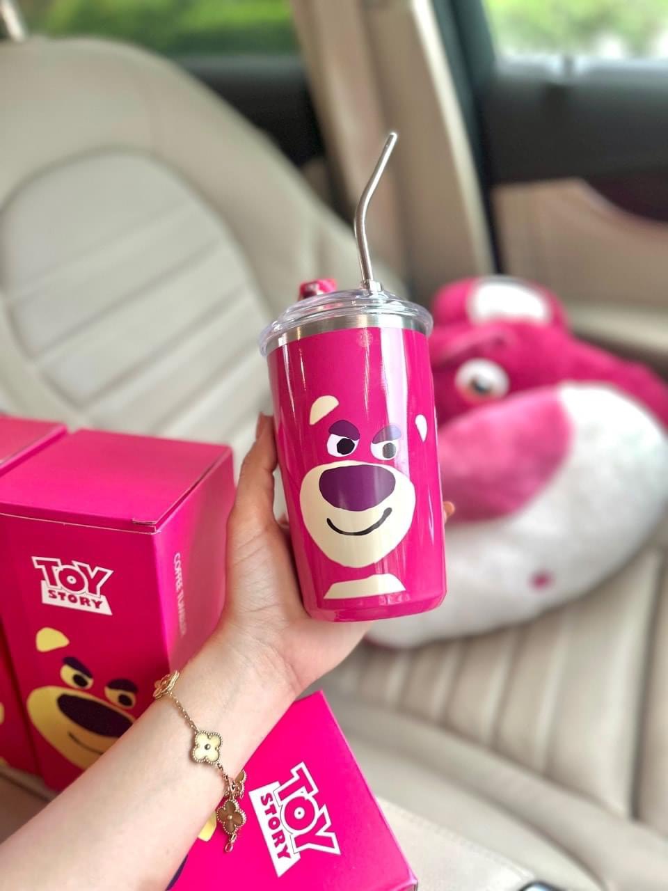 Ly giữ nhiệt 450ml. Chất liệu giữ nhiệt lạnh nóng đều tốt nha chị em. Full box phụ kiện, ống hút, charm gấu