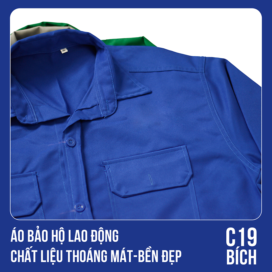 Áo bảo hộ lao động, chất liệu thoáng mát, bền đẹp - Mã C19 (Bích)