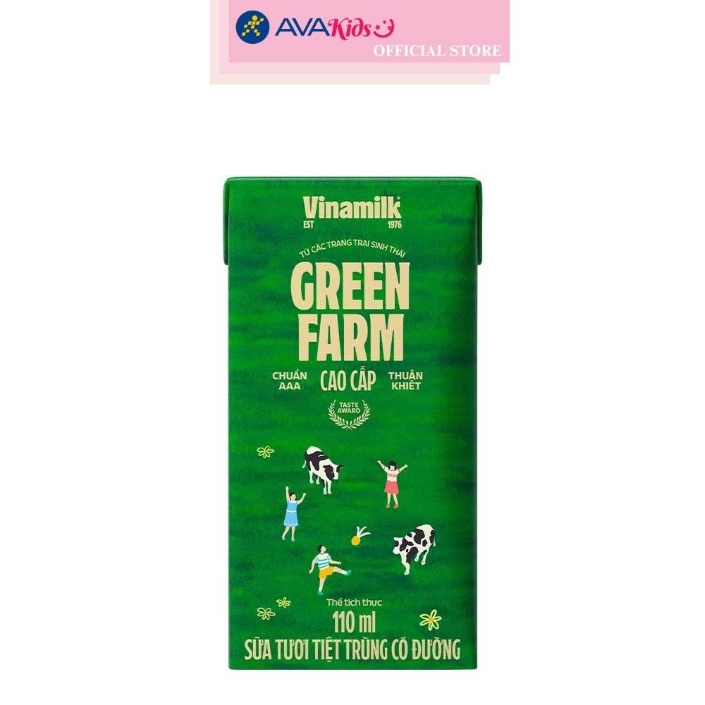 Thùng 48 hộp sữa tươi tiệt trùng Vinamilk Green Farm có đường 110 ml (từ 1 tuổi)