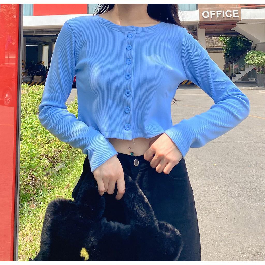 Áo Croptop Nữ YAN Ulzzang Len Tăm Nút Thật 1HIT_UNISEX (5 ẢNH THẬT