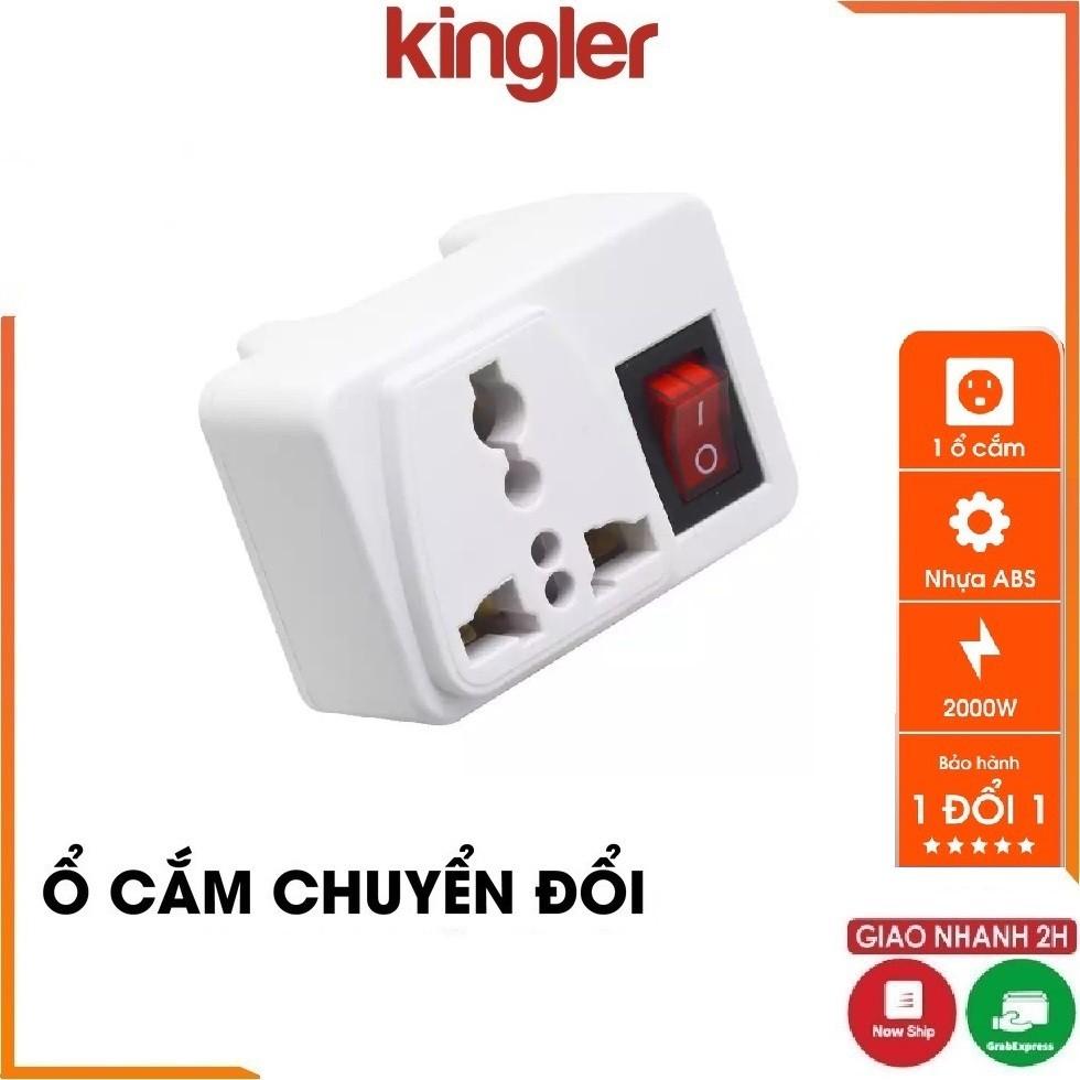 Phích Cắm - Ổ Cắm Chuyển Đổi Từ 3 Chân Sang 2 Chân, 2 Chấu - Có Công Tắc Tiện Dụng. Kingler 8609- Hàng chính hãng