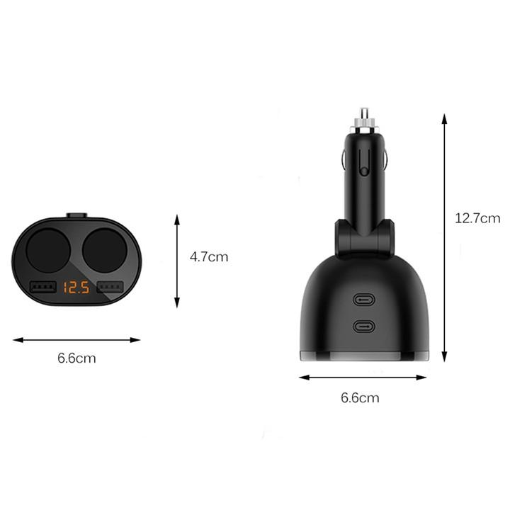Bộ chia tẩu ra 2 Cổng tẩu 2 cổng sạc USB đa năng HY-16