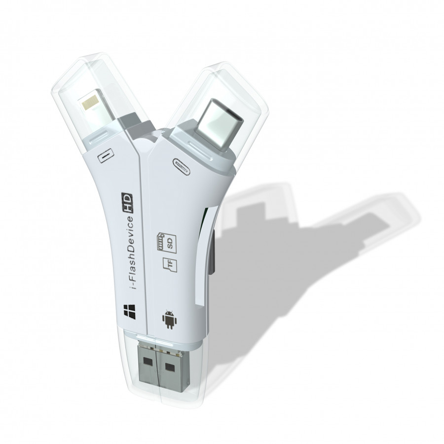 Đầu đọc thẻ nhớ Micro SD đa năng kết nối IOS Micro USB Type-C USB iFlash - Hàng NHập Khẩu