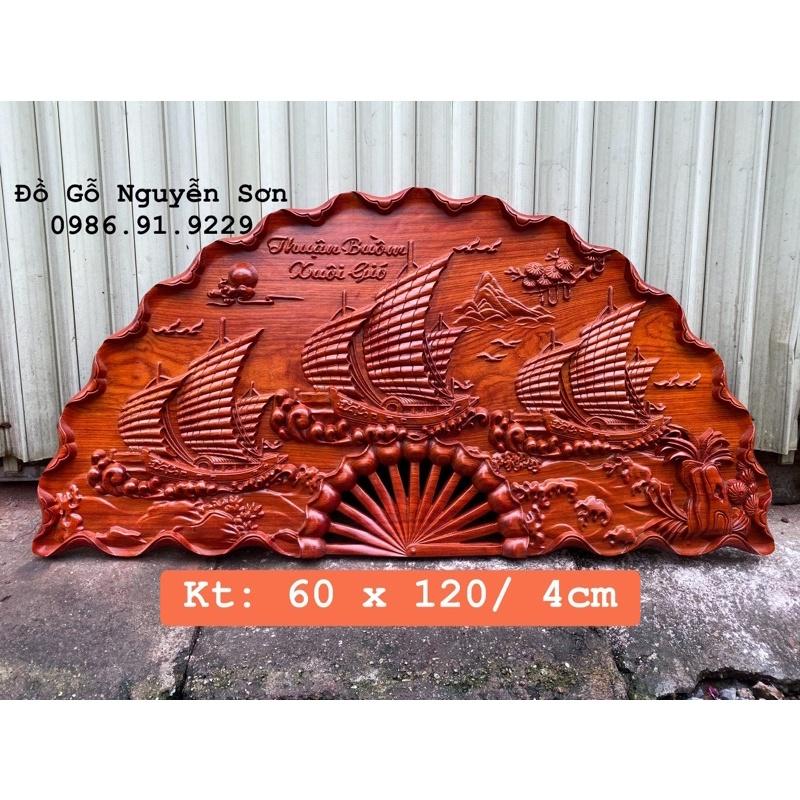 Tranh quạt gỗ thuận buồm xuôi gió kt 60 x 120cm