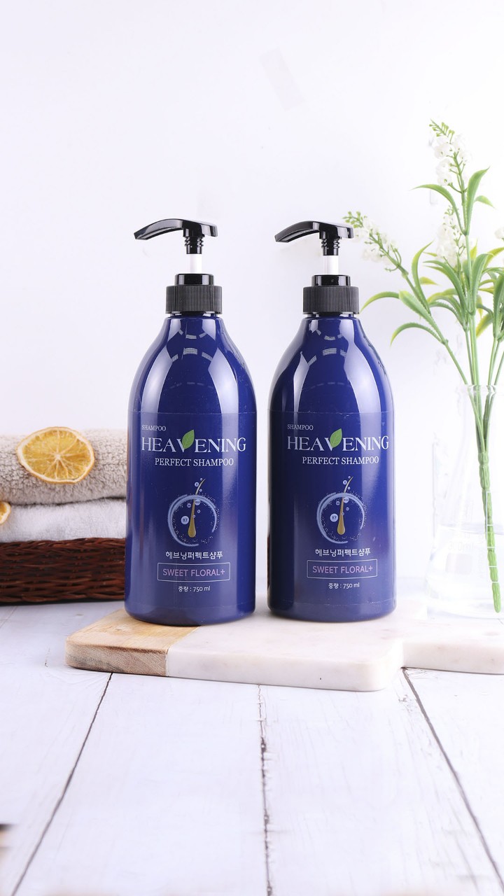 Bộ 03 sản phẩm 01 sữa tắm và 01 dầu gội + 01 xả Heavening tặng kèm bông tắm tạo bọt dài 30cm - Hàng nội địa Hàn Quốc.