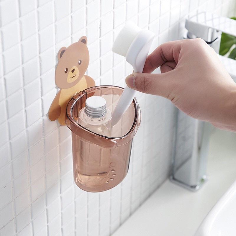 Cốc Gấu Dán Tường Để Bàn Chải. Kem Đánh Răng Cute