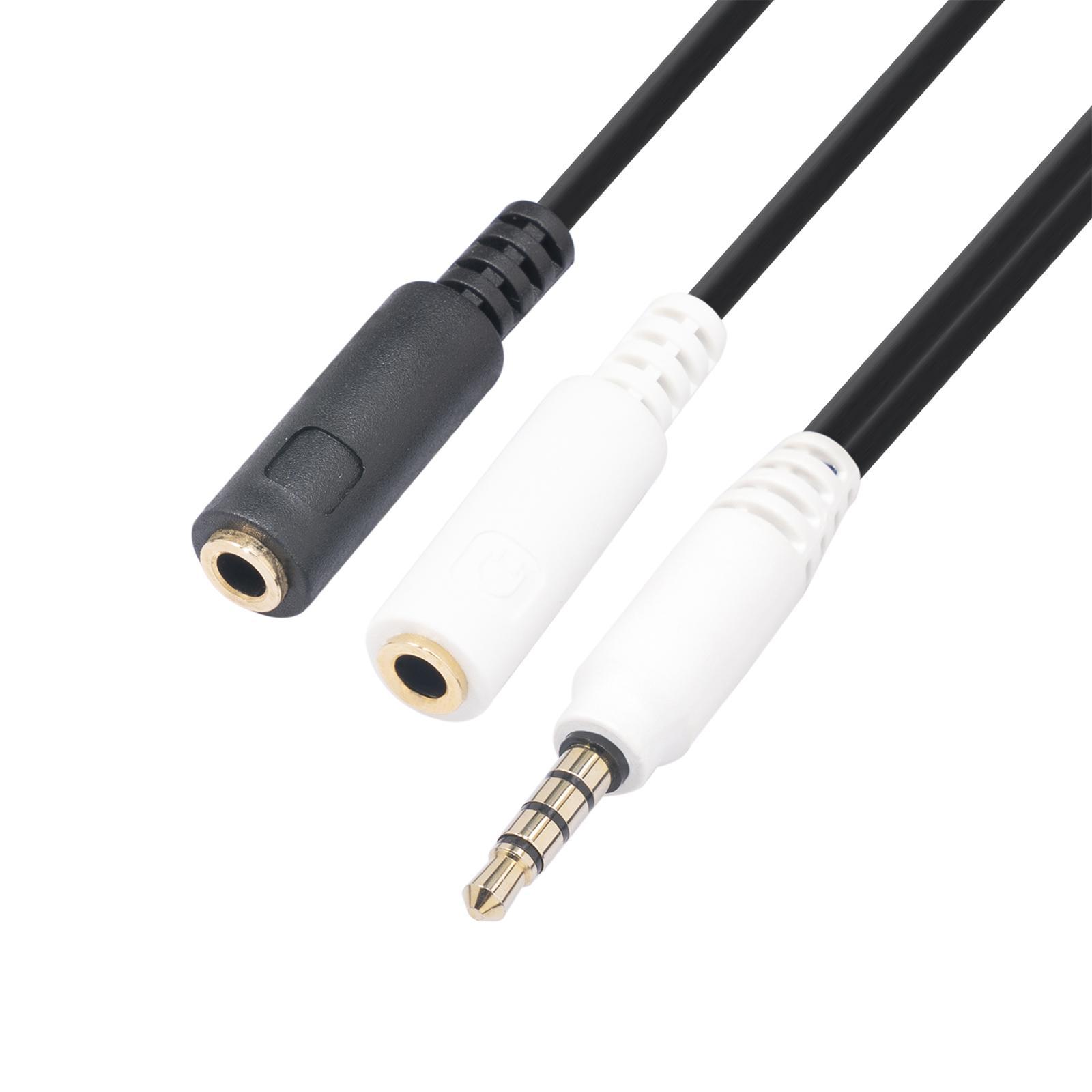 3.5mm Headset Splitter Cable Male to 2 Port Female Professional Plug and Play Durable Stereo Headphones Adapter for Desktop PC Laptop Phone