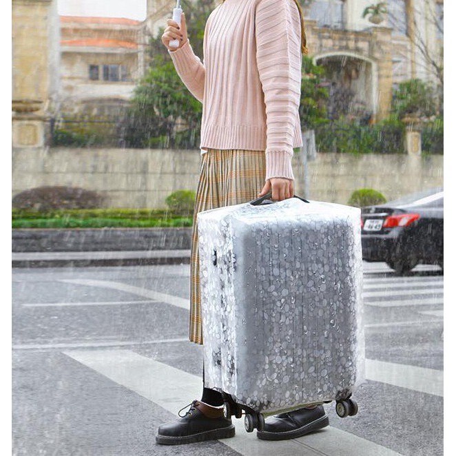 vỏ bọc hành lý trong suốt chống mòn PVC 22, 24 inches, áo bọc valy, túi bọc valy vali