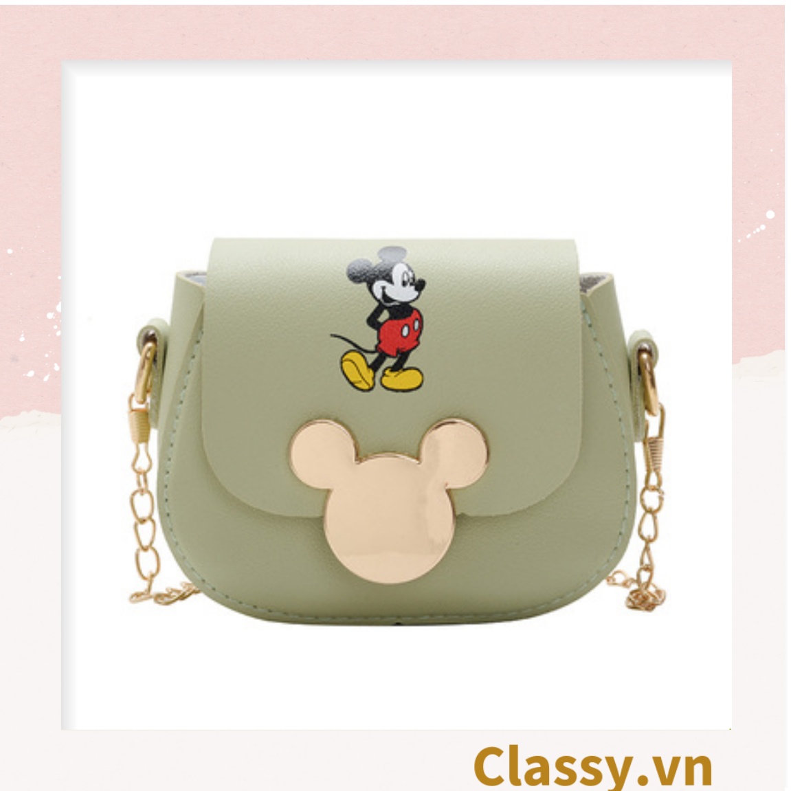 Túi xách đeo chéo da trơn khóa mickey siêu xinh, đủ màu T291