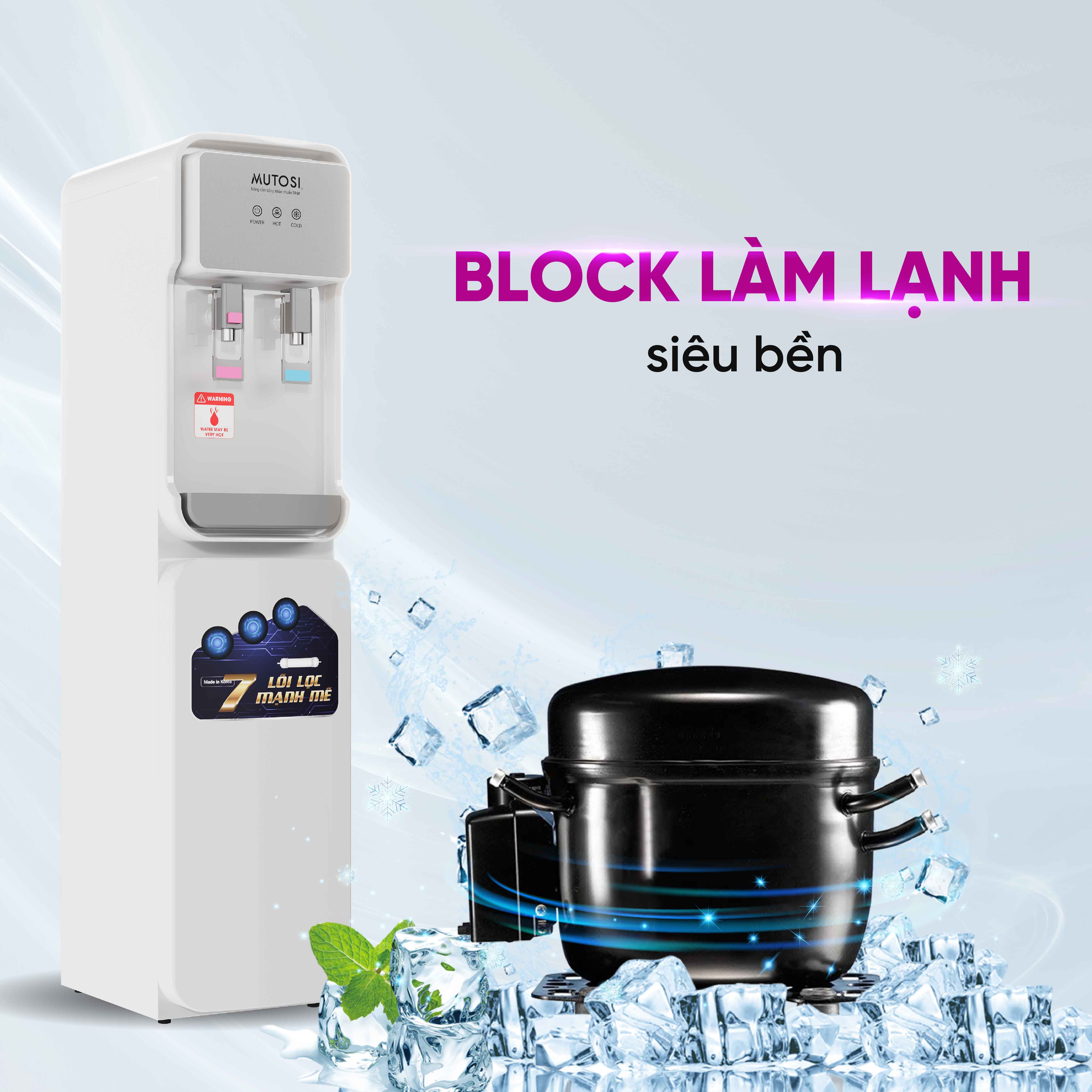 Máy lọc nước Nóng Lạnh 7 lõi - Hàng chính hãng Mutosi MD-710ECO Công nghệ cảm biến Eco thông minh tiết kiệm điện năng