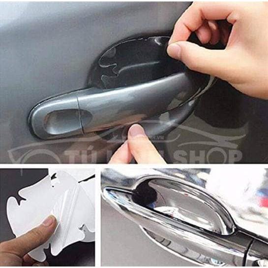 Bộ 4 miếng dán trong suốt ️LOẠI 1️ Bộ 4 miếng dán chống xước hõm tay nắm cửa ô tô