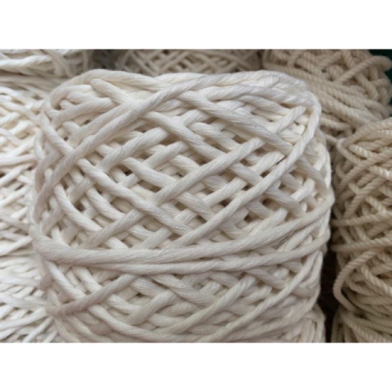 Dây thừng macrame cotton 1 xoắn size 3mm, 5mm màu kem sữa