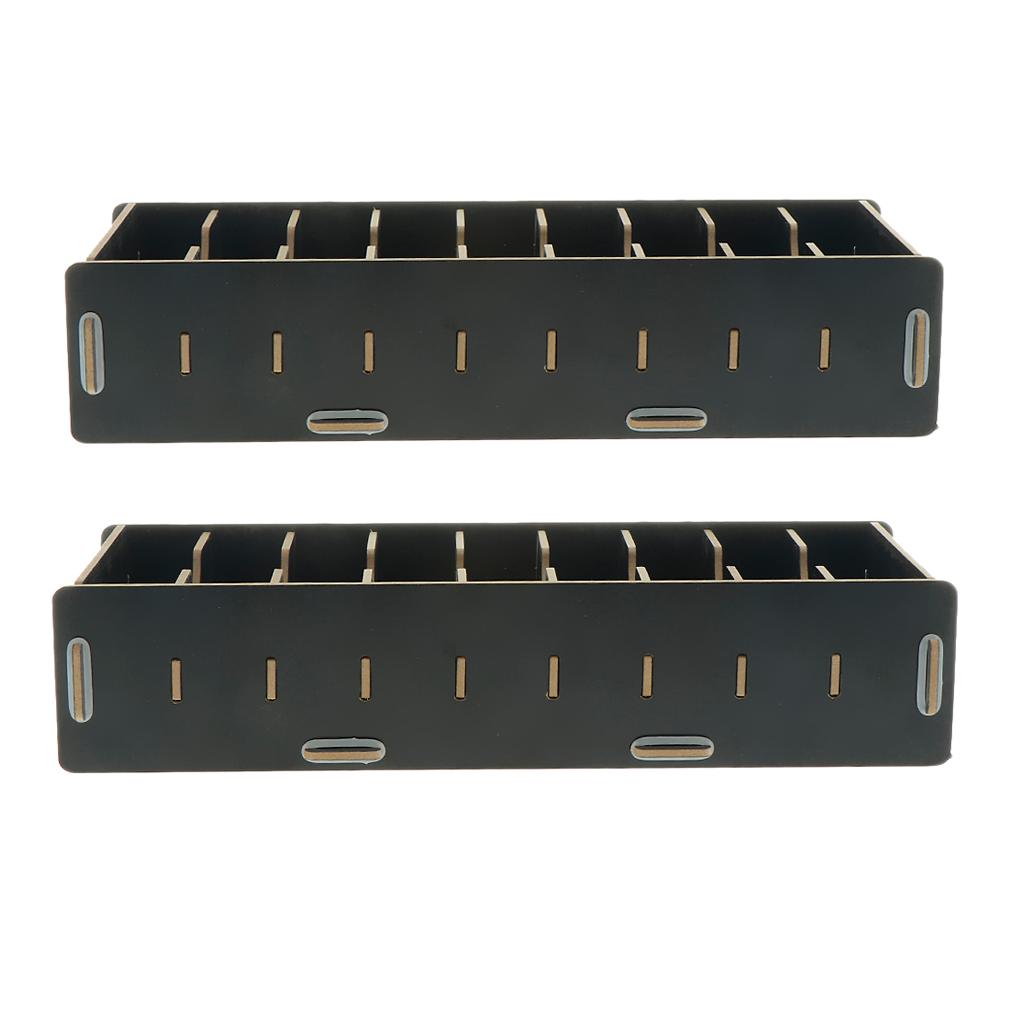 2x Wooden Desktop Business Card Game Cards Storage Box Holder 9 Compartments