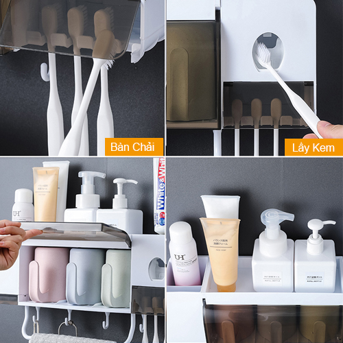 Kệ Để Đồ Nhà Tắm Đa Năng - Kèm 3 Cốc