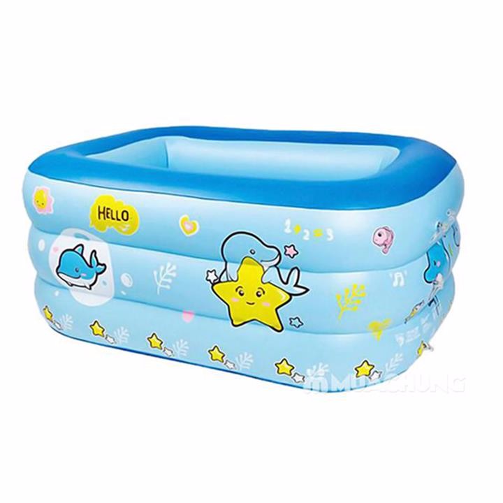 Bể bơi phao 3 tầng cho bé size 160x125x55cm - Mẫu mới tặng kèm 1 móc khóa huýt sáo
