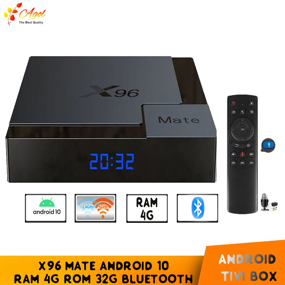 Android Tivi Box x96 mate có điều khiển giọng nói cử chỉ Bluetooth wifi 2 băng tần 4G Ram 32G Rom chức năng Chuột Bay Cài Sẵn Xem Phim Truyền Hình Cáp Miễn Phí Vĩnh Viễn
