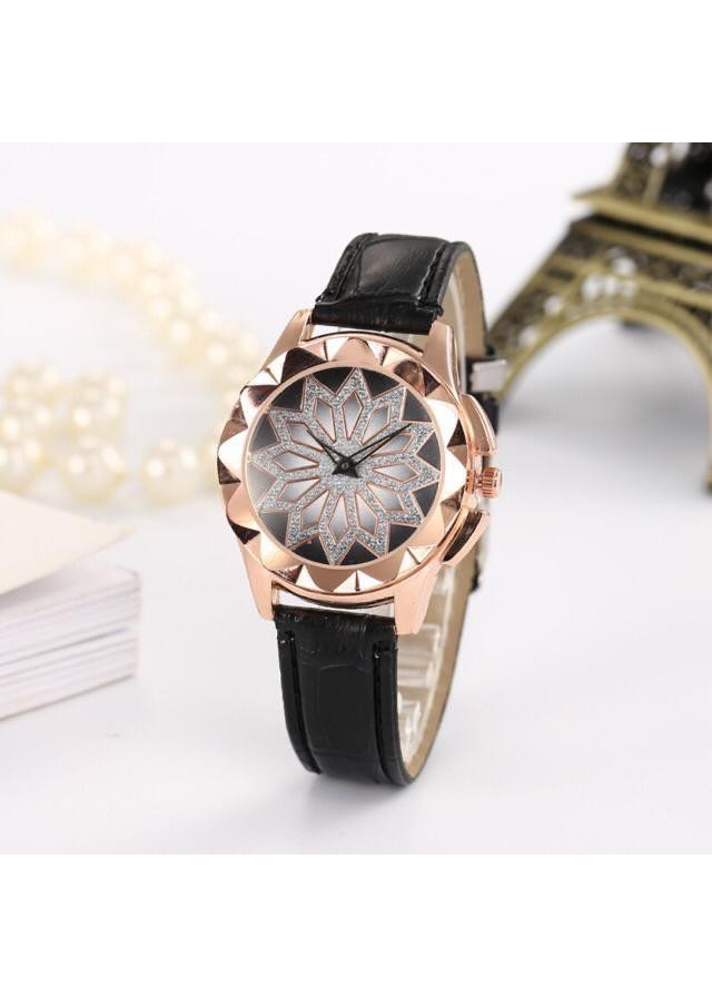 Đồng hồ nữ Ulzzang dây da mặt thiết kế hoa 3d siêu đẹp
