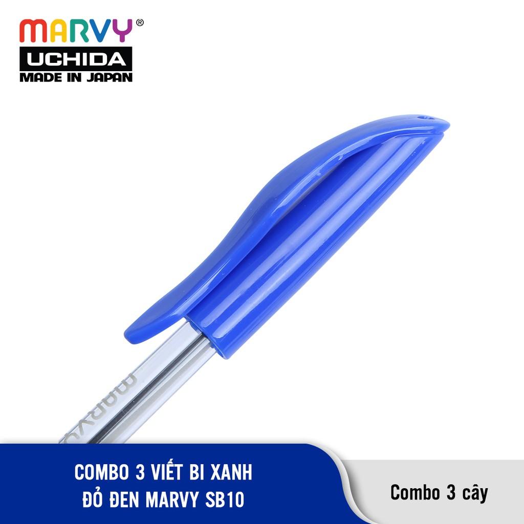 Combo 3 cây Bút bi có nắp mực Đức MARVY SB10 ngòi 1.0mm (xanh đỏ đen)