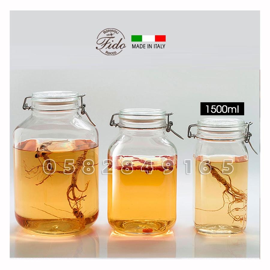 ITALY-Hũ thủy tinh đựng gia vị, ngũ cốc, yến mạch nắp cài FIDO - Bormioli Rocco - 1500ml-149230