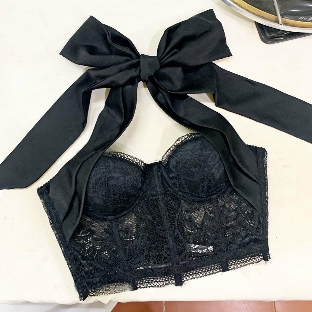H02 Áo Bra Ren Kiểu KATHY BRA Dáng Corset Cột Nơ Lụa Mặc Được Nhiều Kiểu Hàng Thiết Kế Bralette Dễ Mix Đồ