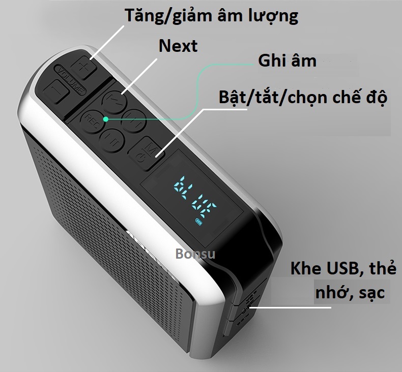 Loa máy trợ giảng Aporo T18  2.4G công suất 30W Bluetooth 5.0 không dây cao cấp