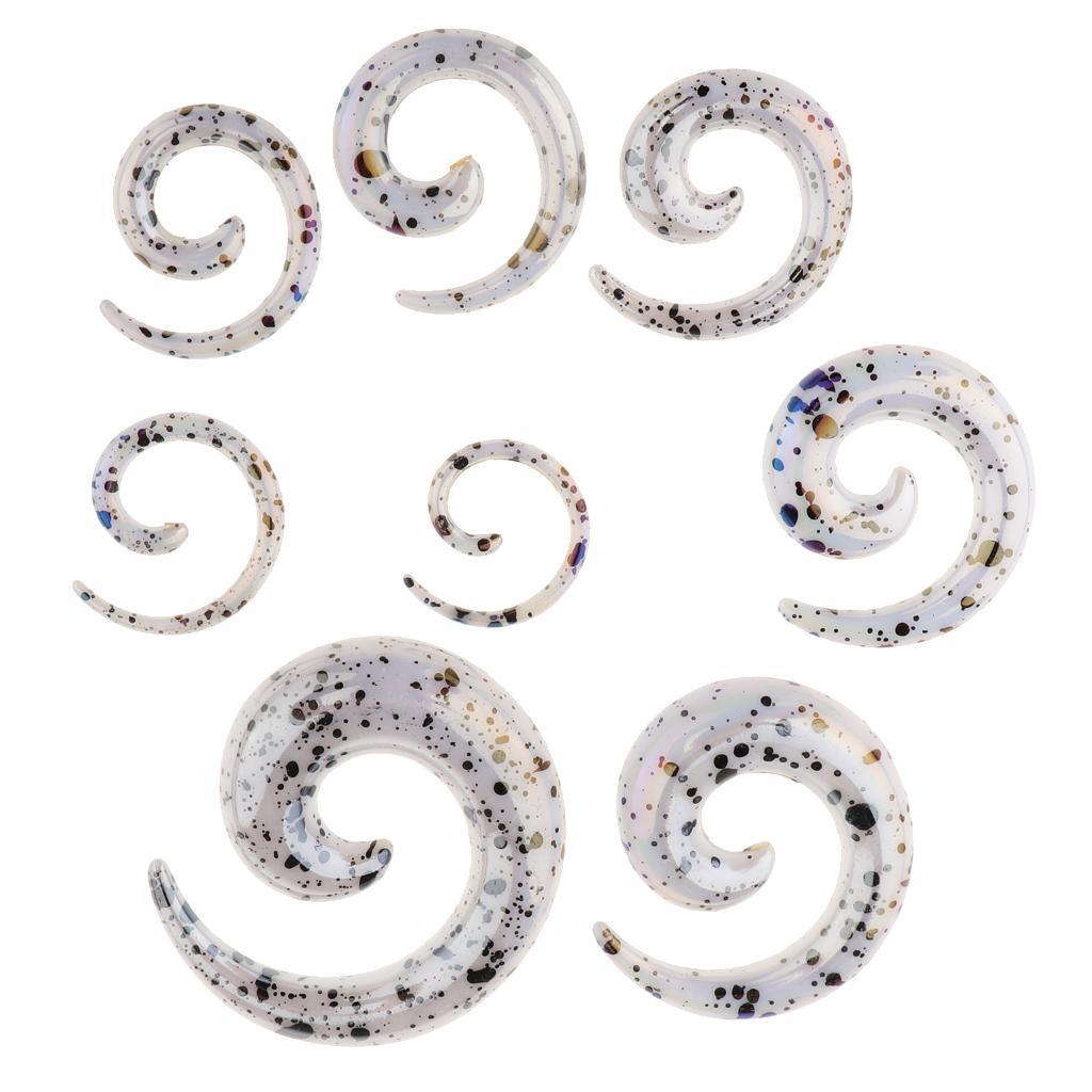 8x Acrylic Spiral Snail Ear Gauges Tunnels Expander Stretching