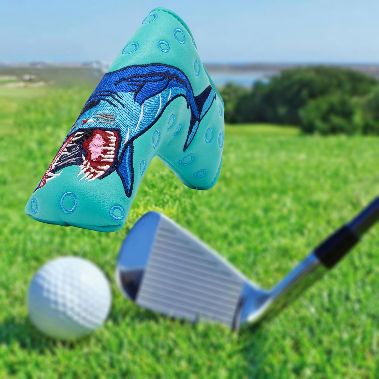 Durable PU Leather Golf Club Headcover Shark Pattern Blade Putter Protector Head Cover Accessories
