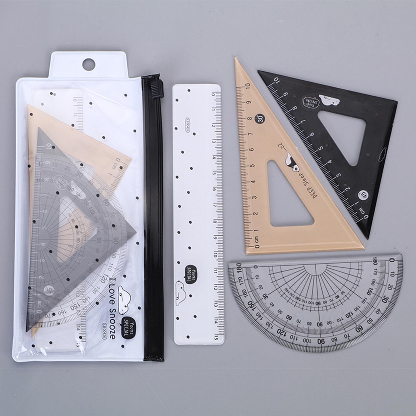 4x Geometry Math Ruler Measuring Tool Office Architects