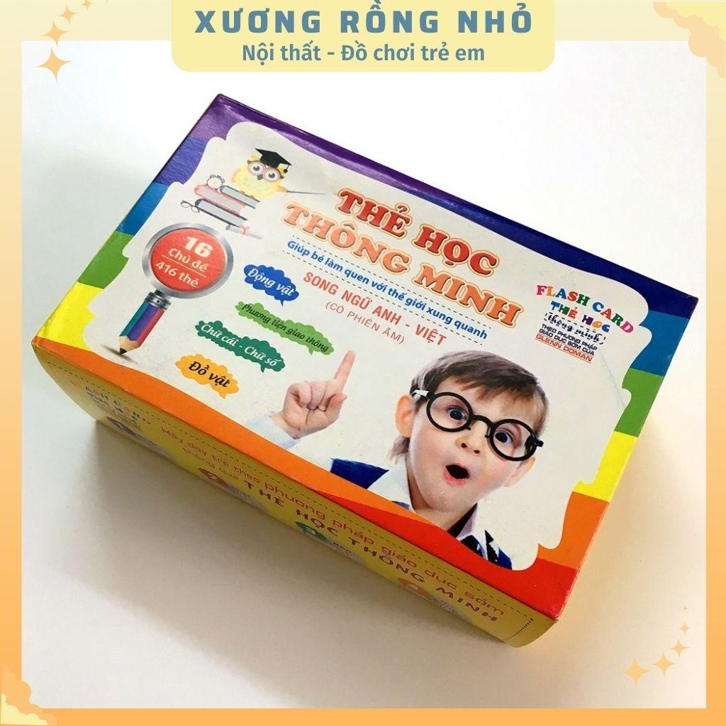 Bộ thẻ học thông minh 16 chủ đề 416 thẻ, thẻ flashcard song ngữ cho bé, thẻ hình con vật, chữ cái