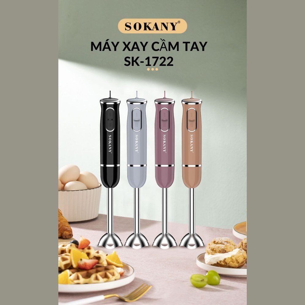 Máy xay cầm tay đa năng SOKANY SK-1722 xay sinh tố, xay cá, cháo bột nhanh chóng dễ dàng vệ sinh - HÀNG CHÍNH HÃNG