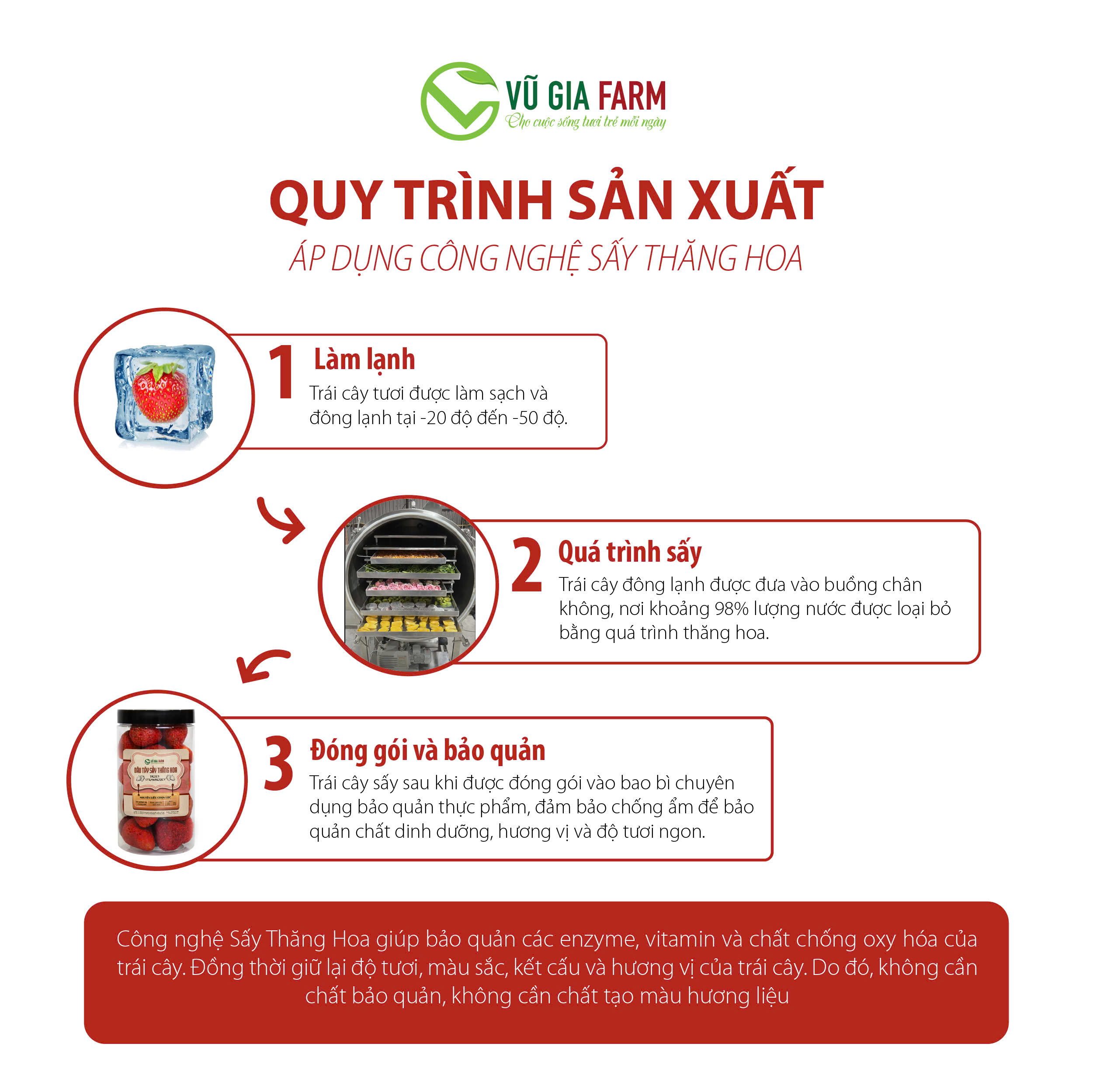 Dâu Tây Sấy Thăng Hoa Nguyên Quả (120g/hũ) - giòn, không đường, chua ngọt nguyên vị