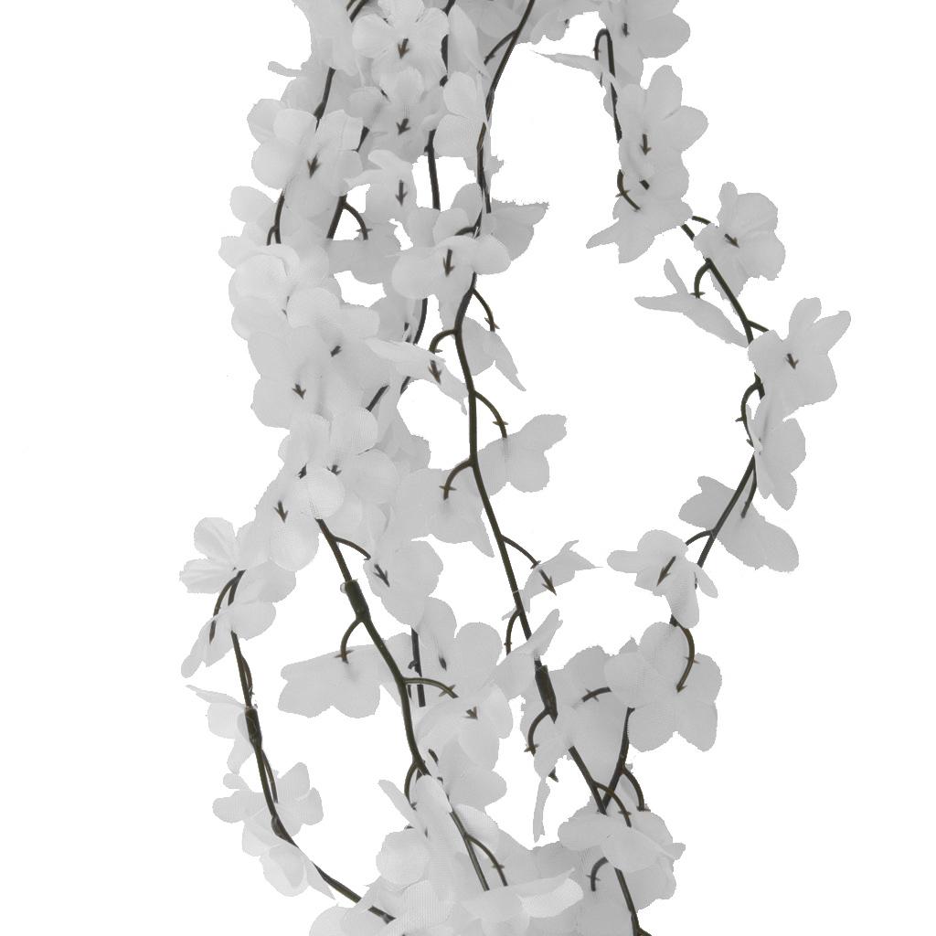 Hình ảnh 6x5 Branch Artificial Wall Hanging Ivy Vine Fake Silk Flowers Home Decor White