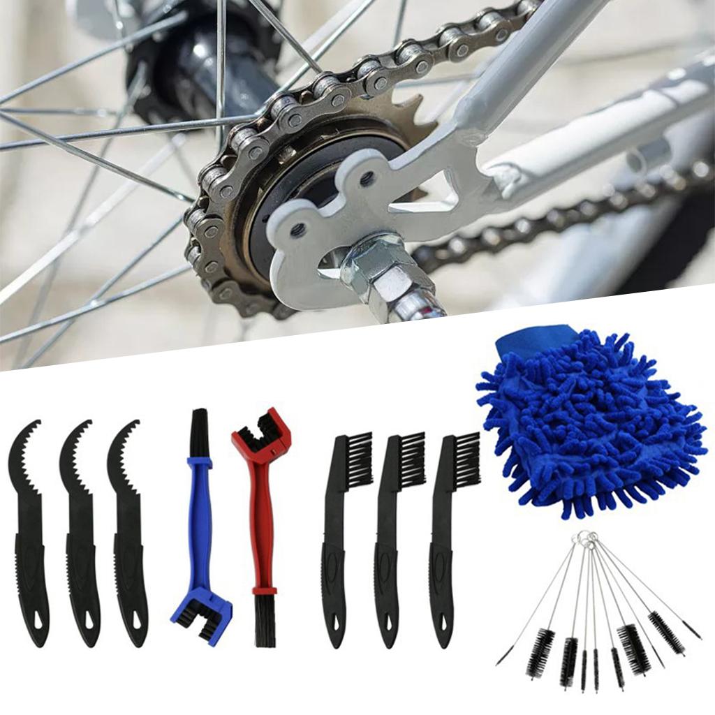 Bike Cleaning Kit, Bicycle Cleaning Brush Tool, Bike Chain Cleaner, Cycling Brush Set, Suitable for Crank/Tire,Mountain Bike, Road Bike, Folding Bike