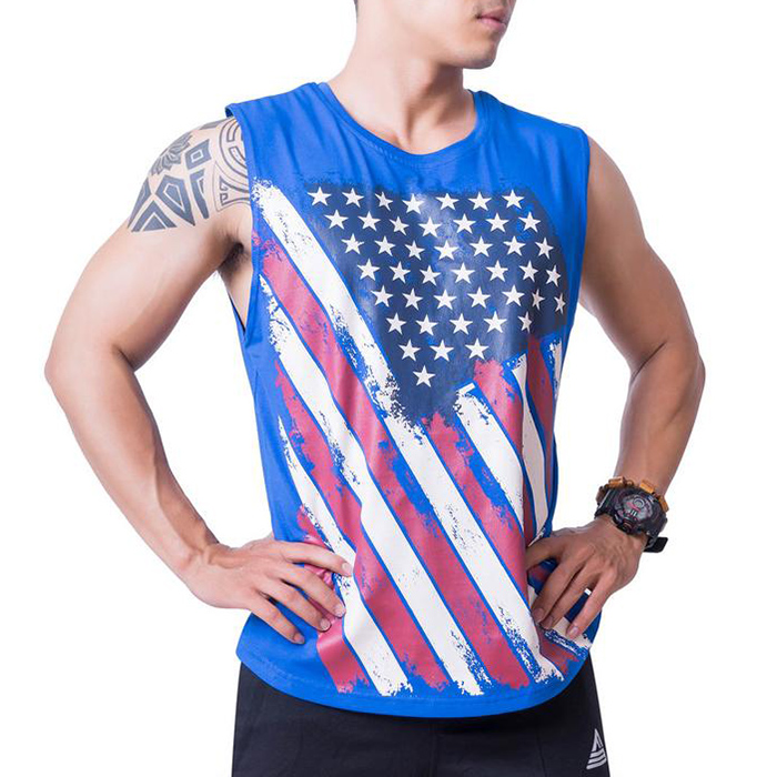 Áo Tank-top Tập Gym Nam Fitme Cotton FAGMCT-BI (Xanh bích)