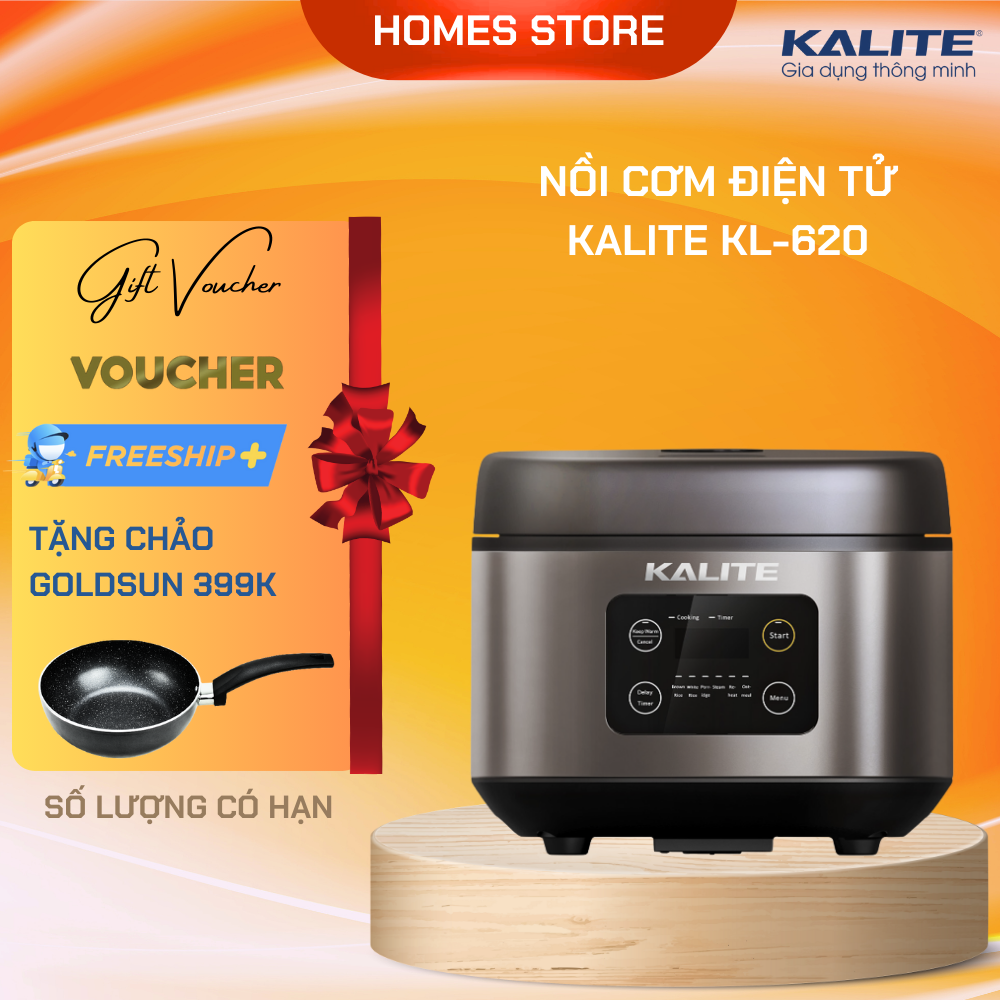 Nồi Cơm Điện Tử, Nồi Cơm Cao Tần KALITE KL-620 Sang Trọng Thương Hiệu Úc Gồm 8 Chế Độ Nấu Dung Tích 1.8 Lít  Công Suất 860 W - Hàng Chính Hãng