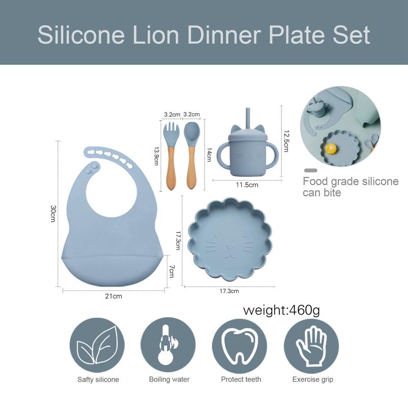 5 Cái/bộ Hoạt Hình Dễ Thương Sư Tử Cho Bé Ốp Dẻo Silicon Thìa Ăn Cho Bé Bát Silicon Cho Bé Silica Gel Món Ăn Trẻ Em Bộ Đồ Ăn