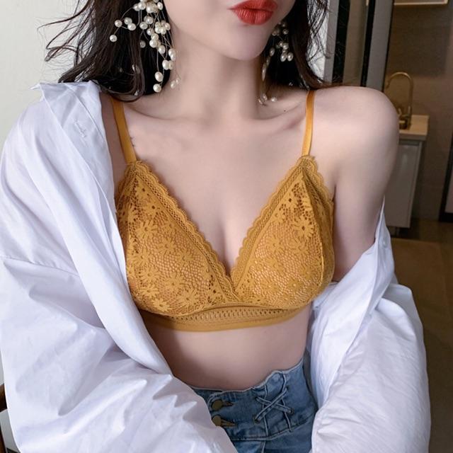 Áo Bra Ren Hoa Mini Mút Mỏng Cài Sau 7338