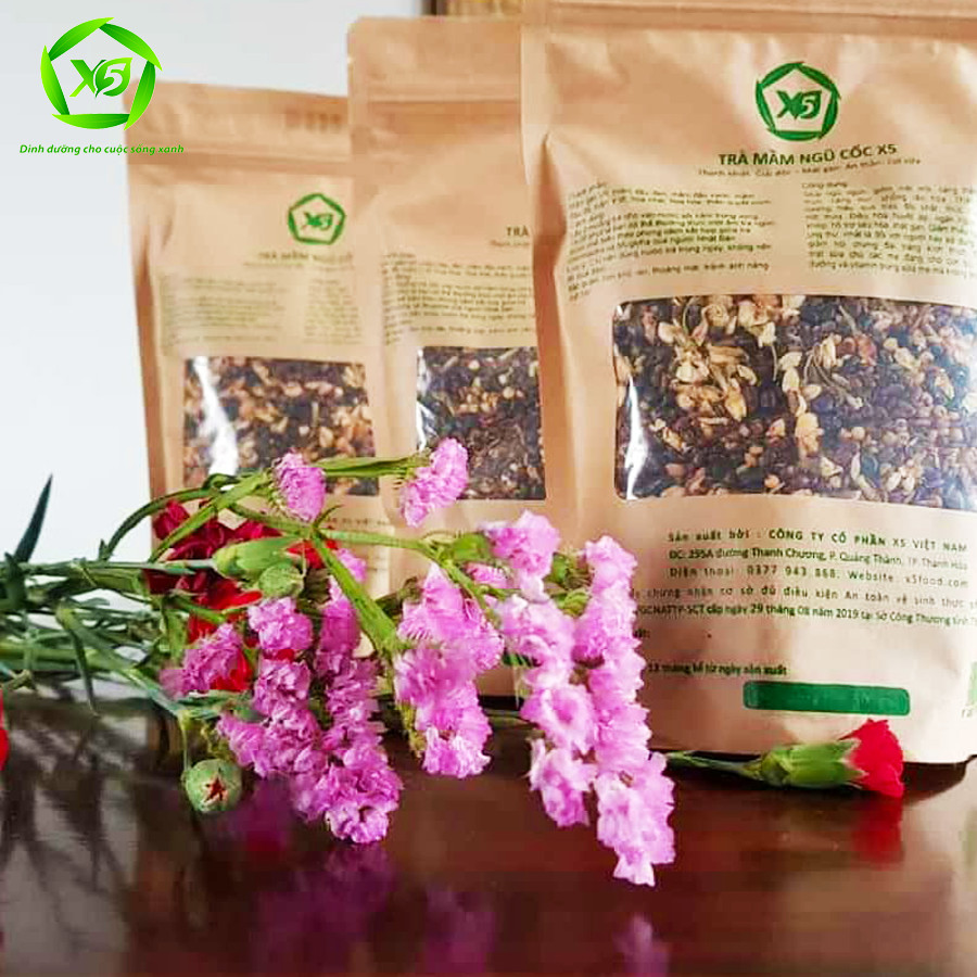 Combo 05 Trà Mầm Ngũ Cốc X5Tea (500gr): Tan Mỡ bụng - Chống Lão Hóa Da - Ngủ ngon - Thải Độc- Khỏe Tim Mạch - Ngừa Tiểu Đường- Chống Stress