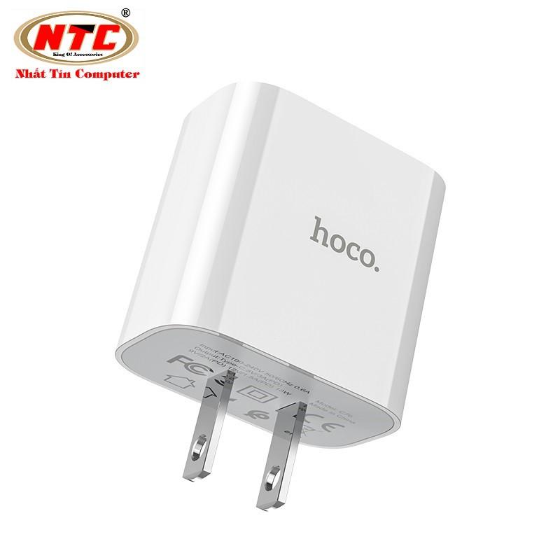 Cốc sạc nhanh dành cho Hoco C76 chân dẹp hỗ trợ PD3.0 Type-C PD18W (Trắng) - Hàng chính hãng