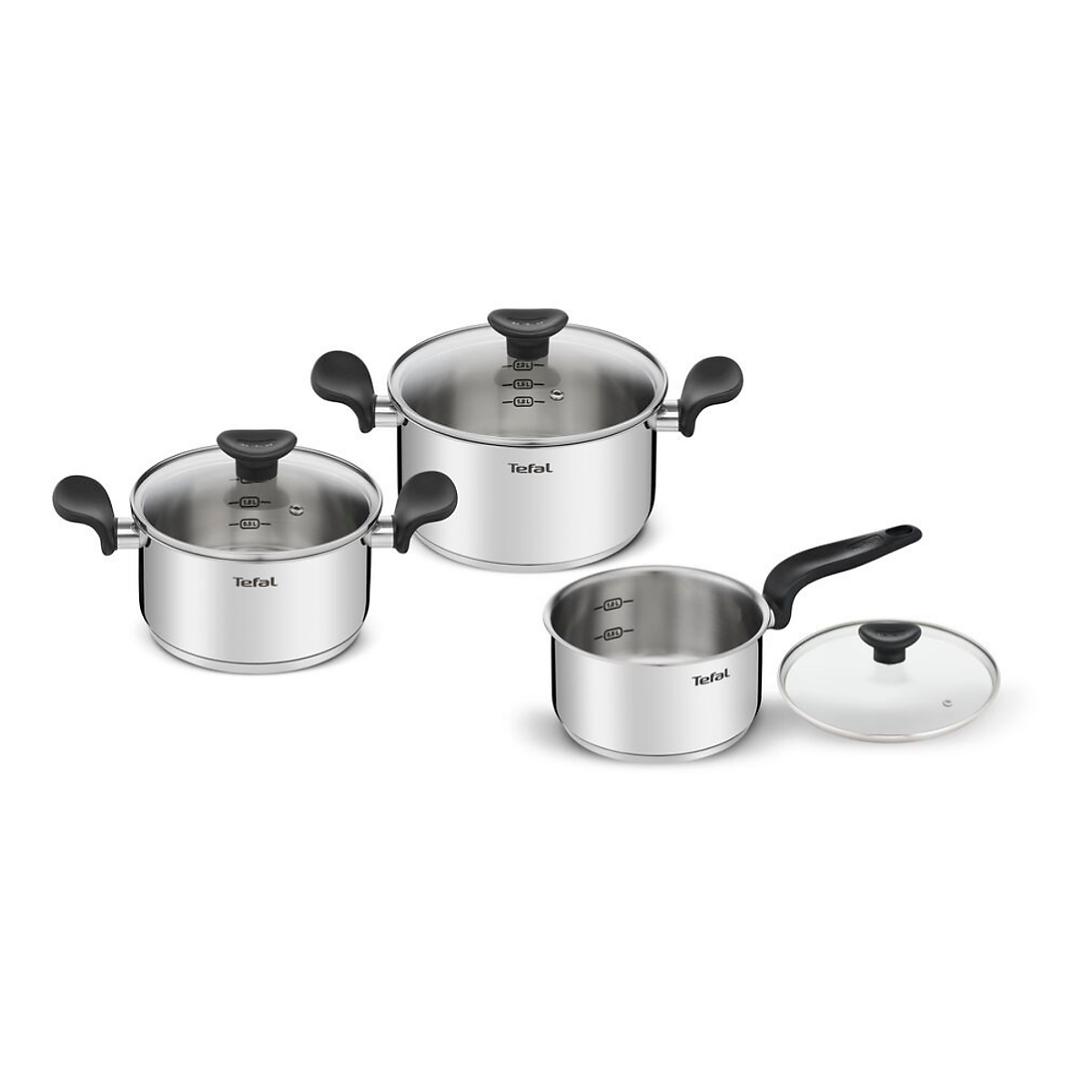 Bộ nồi inox Tefal Primary 16/20/24cm (E3086S74) - Nấu được mọi loại bếp - Hàng chính hãng