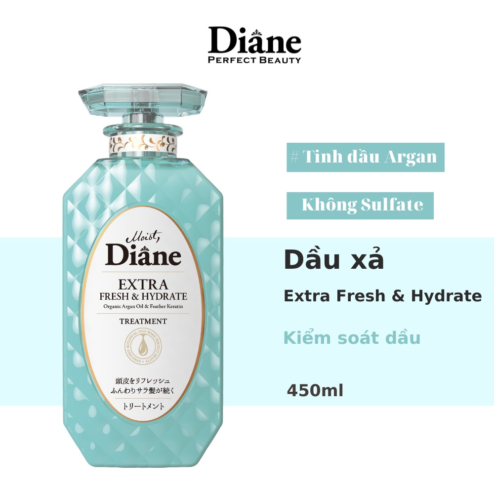 Dầu gội kiểm soát dầu, chống gàu Moist Diane Extra Fresh &amp; Hydrate Nhật Bản 450ml