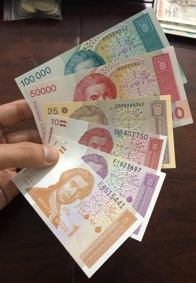 Sét tiền cổ Croatia 6 tờ công giáo sưu tầm