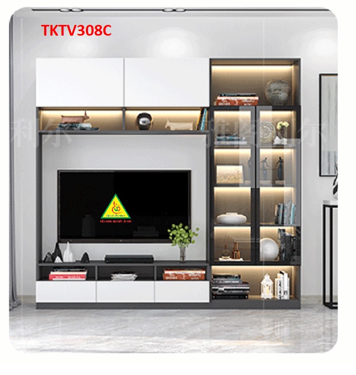 Tủ kệ tivi trang trí phong cách hiện đại TKTV308 - Nội thất lắp ráp Viendong adv