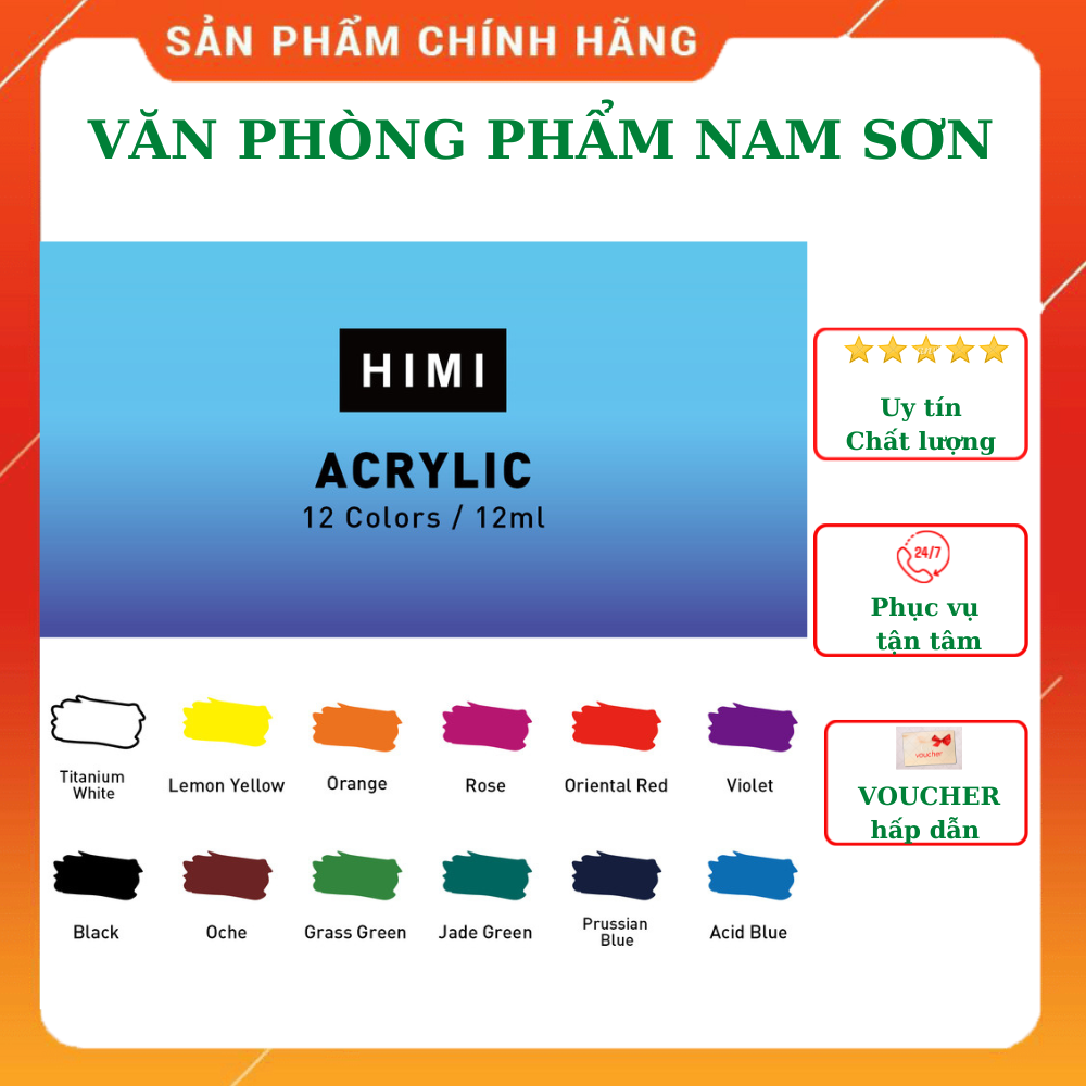 BỘ MÀU ACRYLIC HIMI 12/18/24/36 MÀU TUÝP 12ML