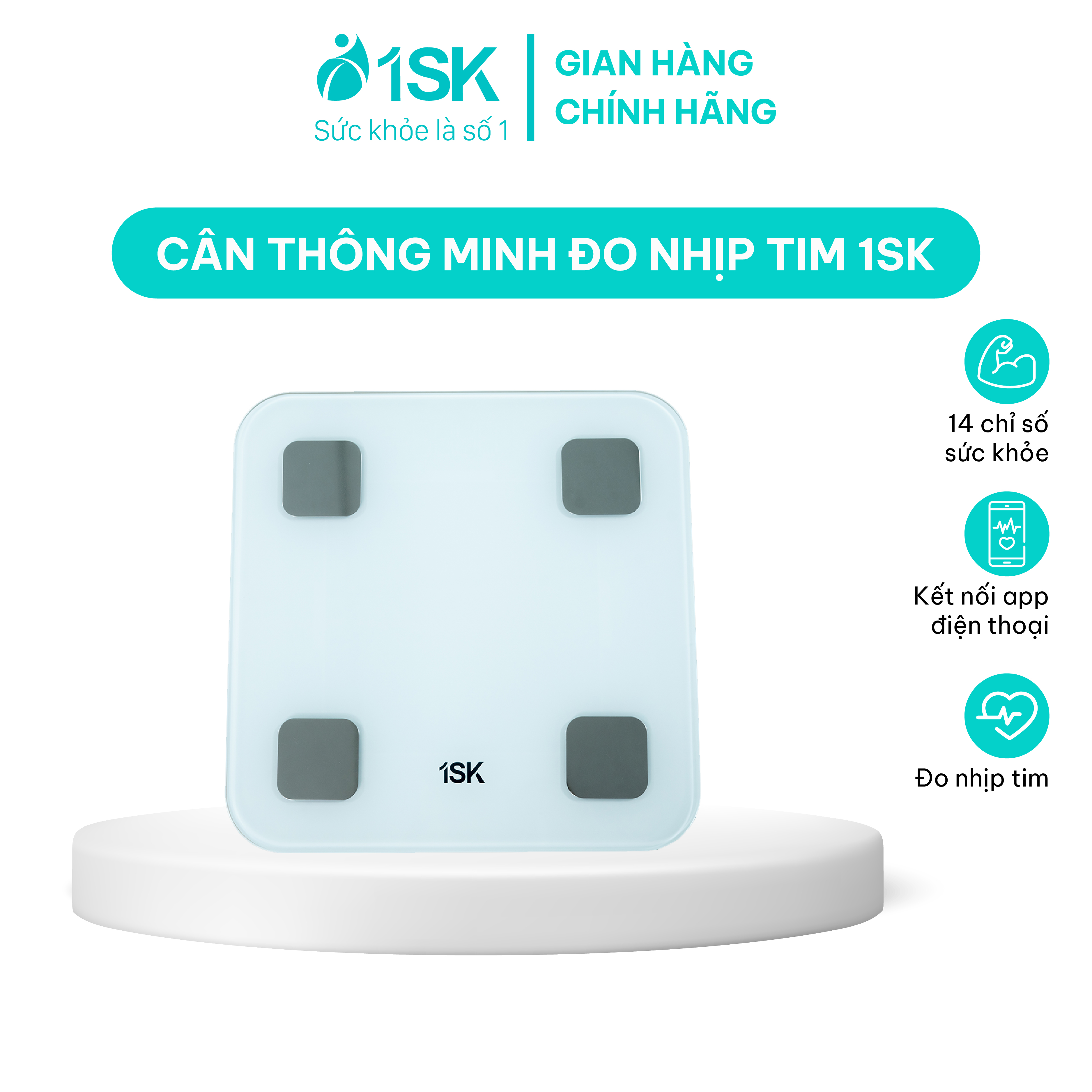 Cân điện tử sức khỏe thông minh 1SK CF516 cân đo nhịp tim thông minh đo 14 chỉ số cơ thể kết nối bluetooth