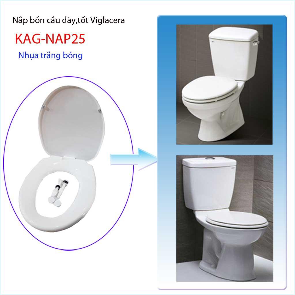 Nắp đậy bồn cầu Viglacera VI66-VI177, nắp bàn cầu cao cấp dày KAG-NAP25