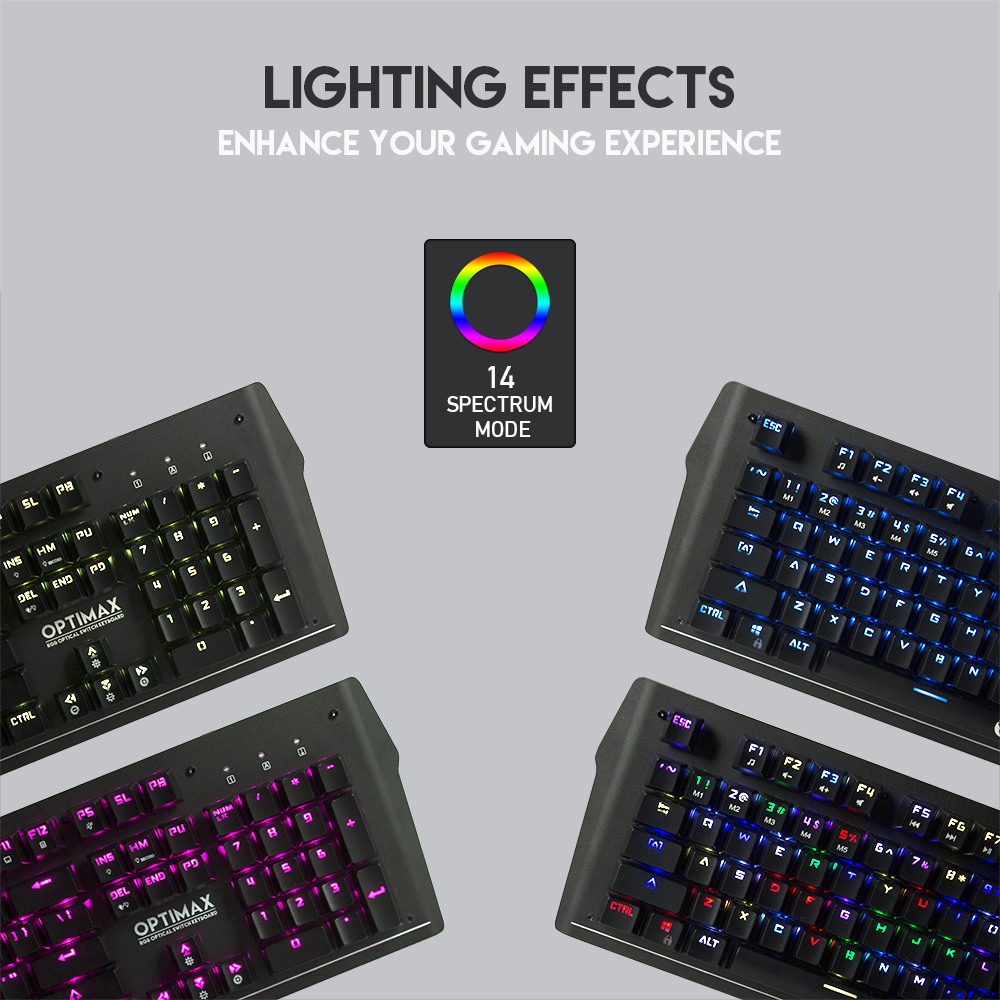 Bàn phím cơ Gaming Fantech MK885 OPTIMAX Full-sized RGB Optical Blue Switch Full Anti-Ghosting - Hàng chính hãng