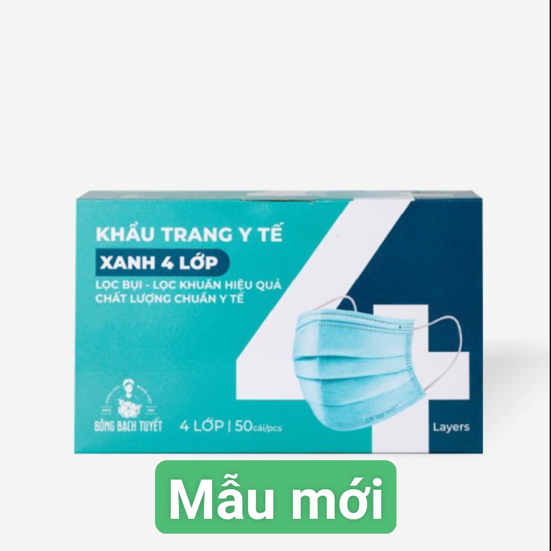 combo mua 5 hộp khẩu trang tặng 1 hộp màu xanh 4 lớp. bông bạch tuyết.