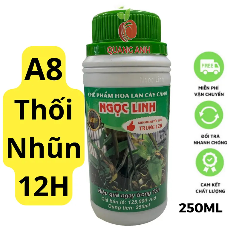 Chế Phẩm Thối Nhũn 12H Ngọc Linh A8 VIP Cho Hoa Lan, Cây Cảnh, Thối Nhũn - Chai 250ML