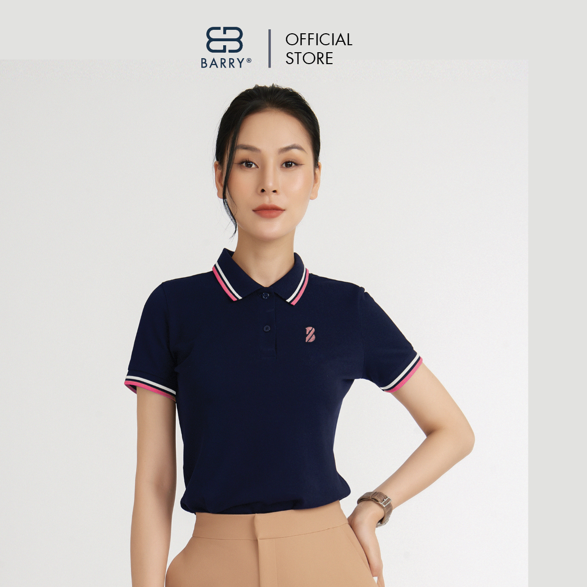 Áo Polo Nữ Vải Cotton Cá Sấu Gai Cao Cấp BARRY SS22 - PG125
